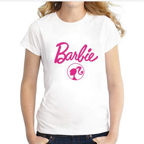 Donebay Barbie Logo T Shirts Women Casual T Shirts Regular Size S Xl Sublimation Printing Women