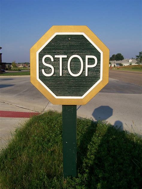 Green Stop Sign A Green Wooden Stop Sign In Dublin Ohio The