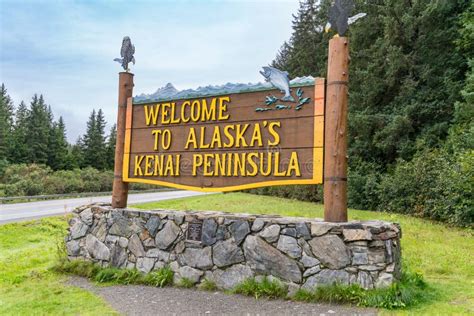 Welcome To Alaska S Kenai Peninsula Sign Editorial Photo Image Of