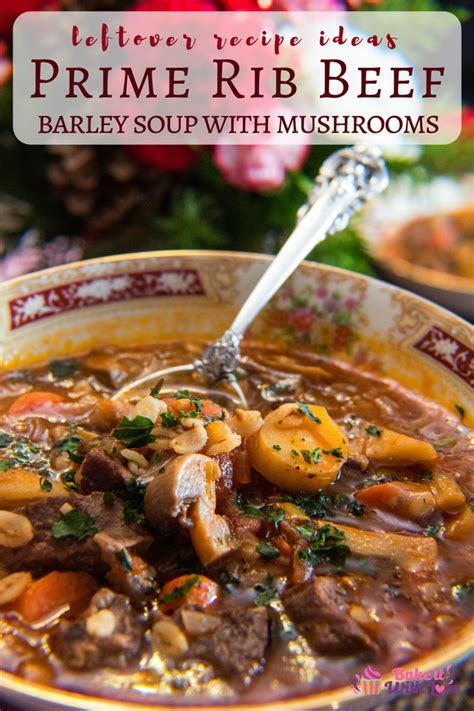 Add stock back to pot, then add all ingredients except cabbage and leftover prime rib. Leftover Prime Rib Beef Barley Soup with Mushrooms | Recipe in 2020 | Leftover prime rib recipes ...