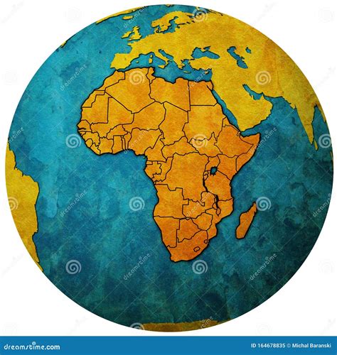 Globe Map With Political Map Of Africa Stock Illustration