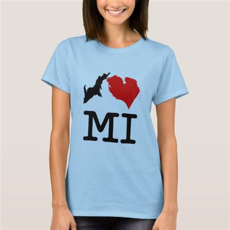 I ♥ Mi I Heart Michigan Light Small Print T Shirt Zazzle