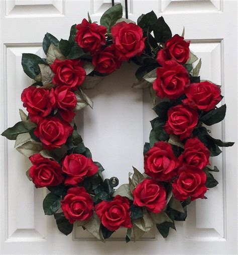 Romantic Red Rose Wreath Spring Wreath For The Front Door Etsy Red