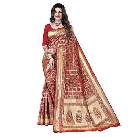 Buy Sidhidata Womens Banarasi Silk Saree With Blouse Piece Silk Bandhani Redred At