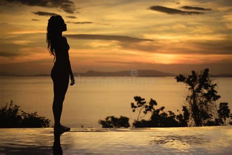 WOMAN In BIKINI SUNSET SILHOUETTE Stock Photo Image Of Bikini