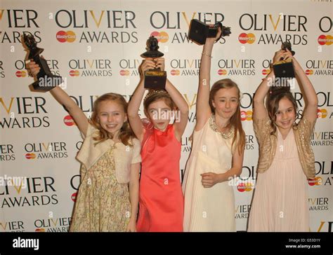 winners of the best actress in a musical the matildas in the press room at the olivier awards