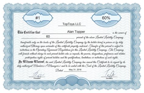Example Of Share Certificate With Regard To
