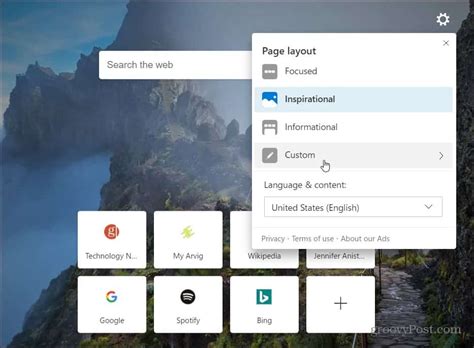How To Customize The New Tab Page For Microsoft Edge Chromium Grovetech