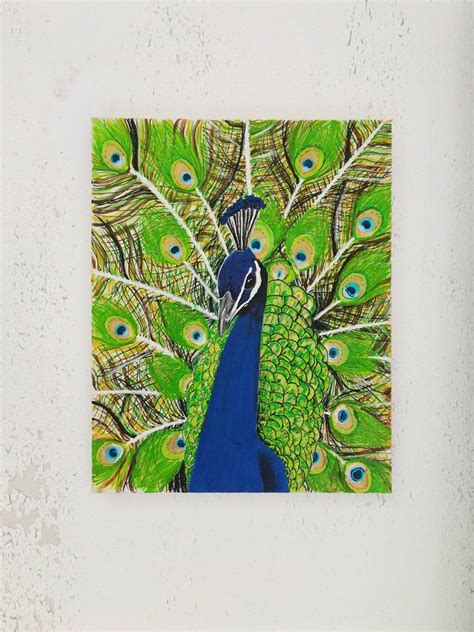 16x20 Acrylic Peacock Painting On Canvas Original Etsy Peacock