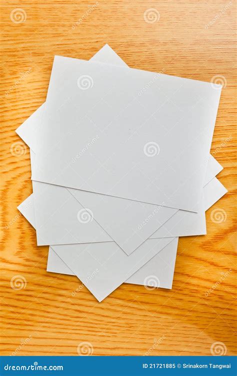 White Paper On Wood Table Stock Image Image Of Copy 21721885