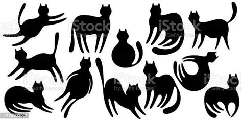 Funny And Cute Cats Cartoon Doodle Vector Collection Illustration Of Character Black Cat Stylish