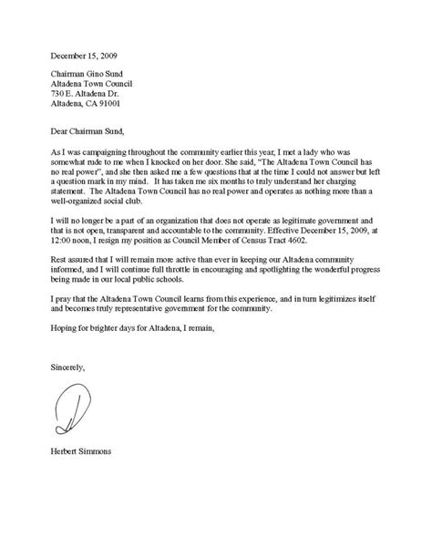 Sample Letter Resignation