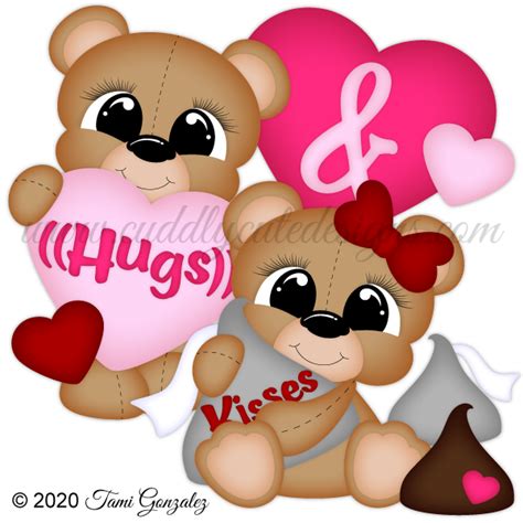 Hugs And Kisses Bears Valentines Door Hanger Valentines For Kids Bear