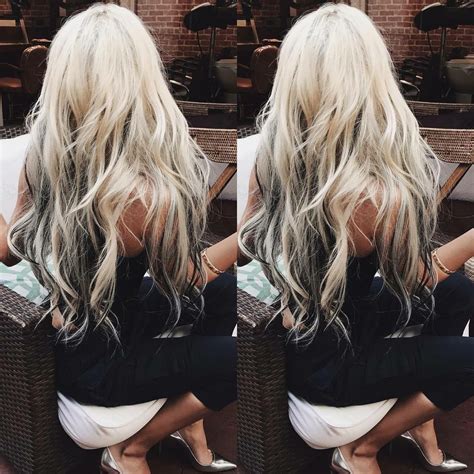 Long Platinum Blonde Hair With Dark Underneath Lowlights Blonde Hair Color Platinum Blonde
