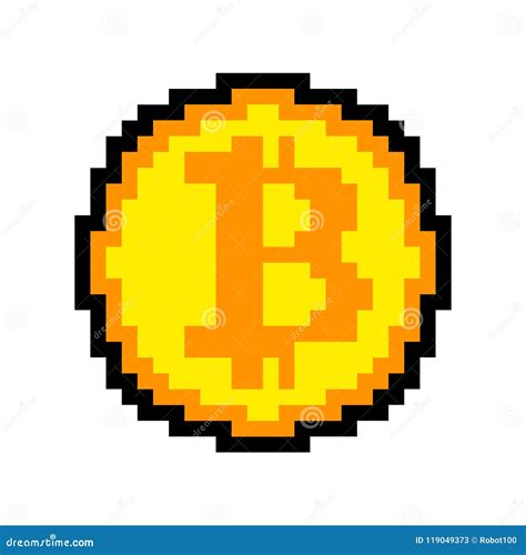Bitcoin Pixel Art Isolated Crypto Currency 8 Bit Cryptocurrency