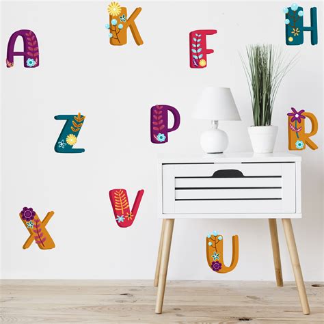 Alphabet Wall Decals Stickers Letter Wall Stickers Abc Wall Etsy