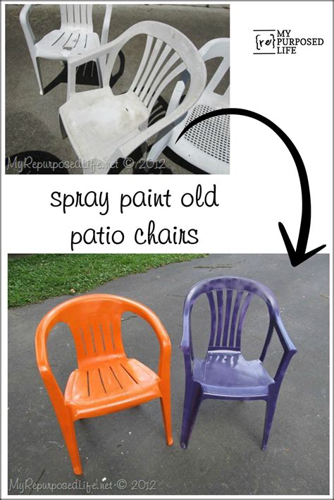 Remember that spray paint dries quickly; spray paint plastic chairs