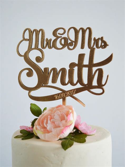Cake Topper Wedding Mr And Mrs Cake Topper Gold Mr And Mrs Etsy