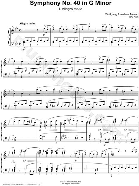 Wolfgang Amadeus Mozart Symphony No 40 In G Minor Kv 550 I Allegro