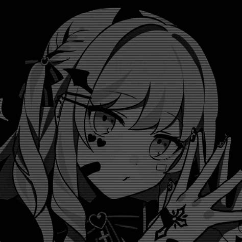 Download Girl With Bat Clip In Black And White Anime Pfp Wallpaper