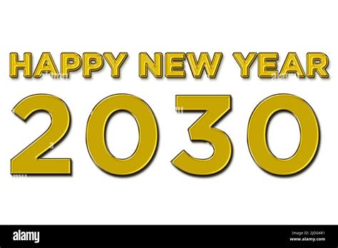 Happy New Year 2030 Illustration In Yellow Color Text On White