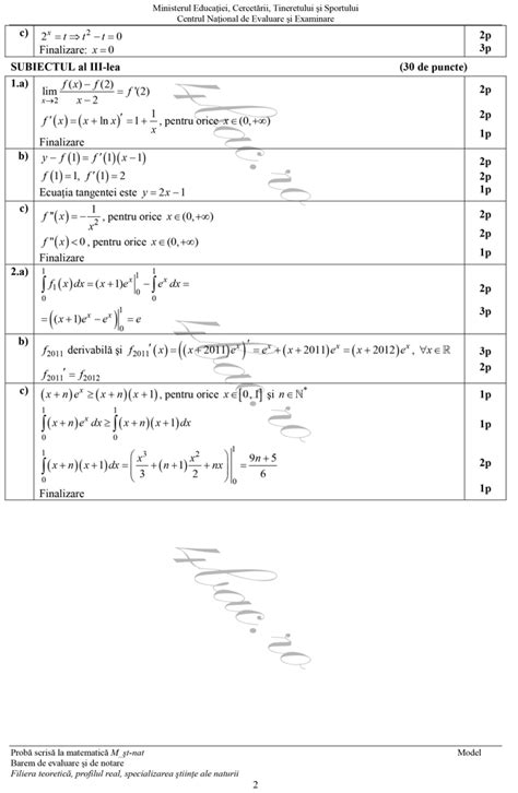 Ministerul educației a publicat grila de corectare a subiectelor. Modele de subiecte 2013 Matematica M2 stiinte ale naturii