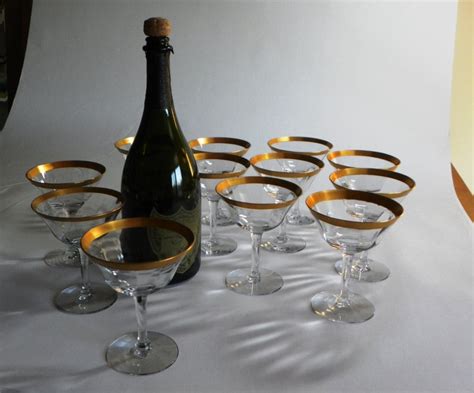 Gold Rimmed Champagne Coupe Glasses Set Of 12 Haute Juice
