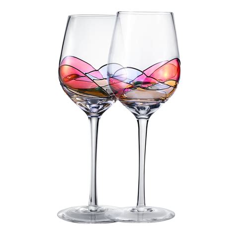 Hand Painted Wine Glasses Bouquetier Unique Piece Of Artset Of 2