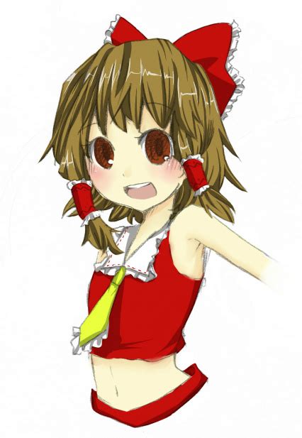 Safebooru Armpits Brown Eyes Brown Hair Flat Chest Hakurei Reimu