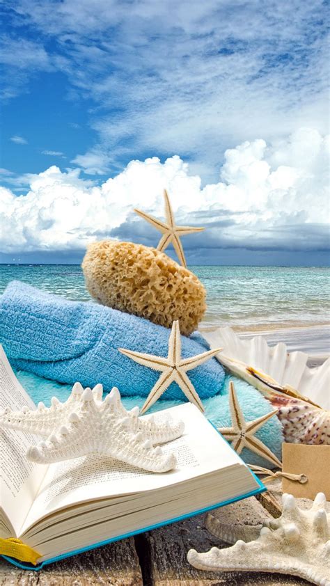 Summer Beach Book Seashells Sea Stars Iphone 6 Plus Hd