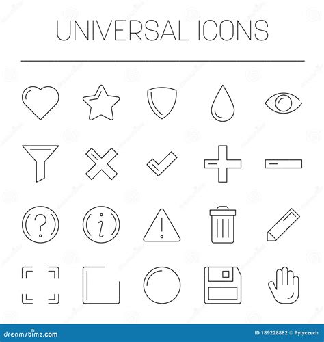 Universal Symbols Set Basic Icons Simple Thin Line Vector Icon Set