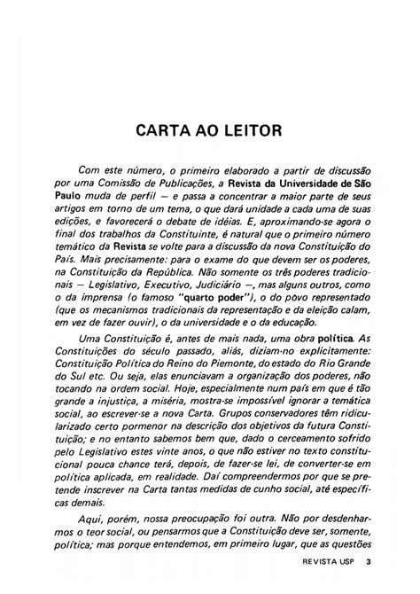 Carta Ao Leitor Revista