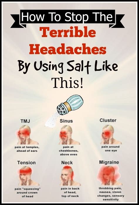 How To Stop The Terrible Headaches By Using Salt Like This Headacherelief Migraines Remedies