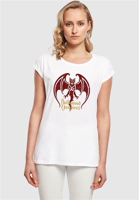 Merchcode Hollywood Vampires Bat Logo T Shirt Imprimé Whiteblanc