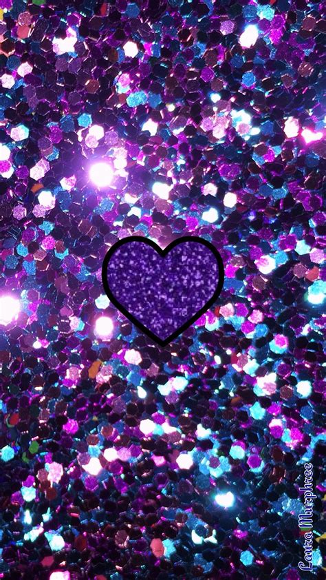 Purple Beautiful Heart Glitter Wallpaper