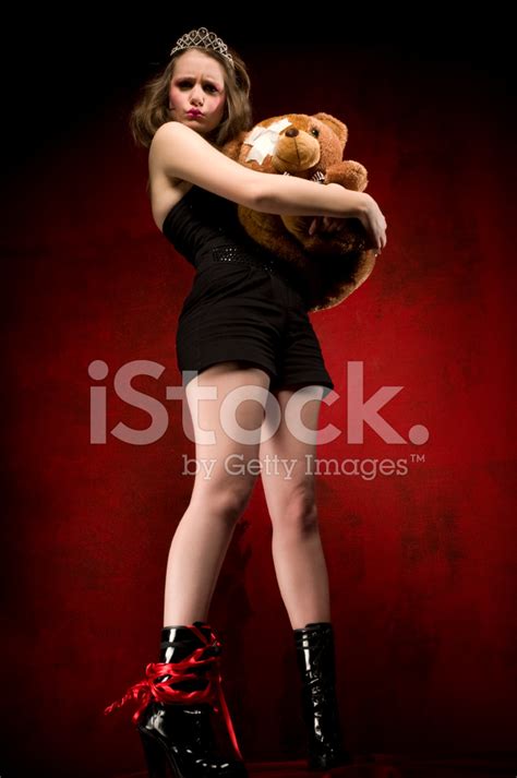 Fashion Model With Teddy Bear Stock Photo Royalty Free Freeimages