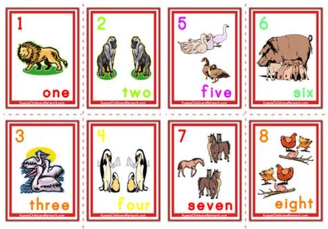 Counting Numbers Flashcards Animals Aussie Childcare Network