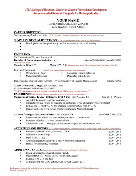 Undergraduate Resume Template Doc Contoh Cv Menarik Dan Informatif