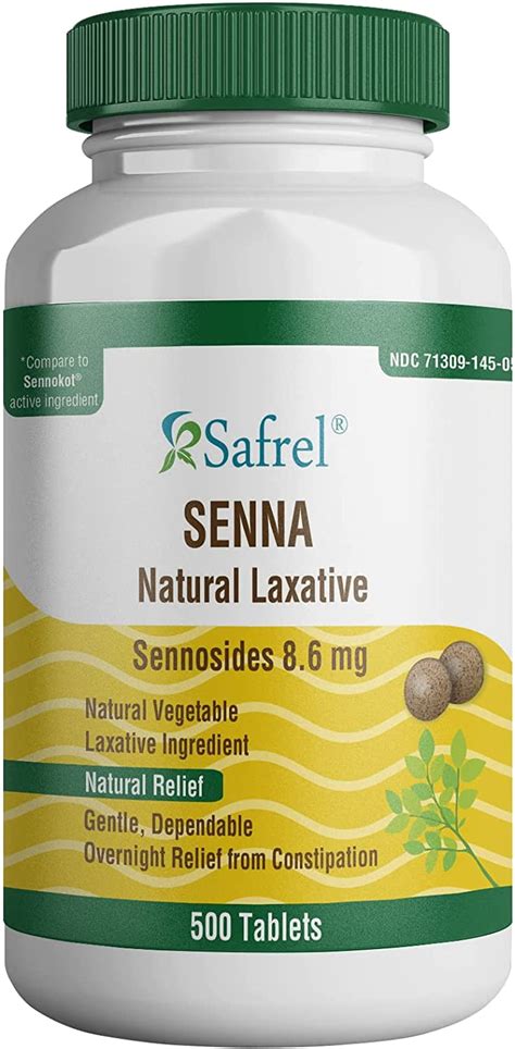 Buy Safrel Senna 8 6 Mg Tablets 500 Count Natural Sennosides Vegetable Laxative For