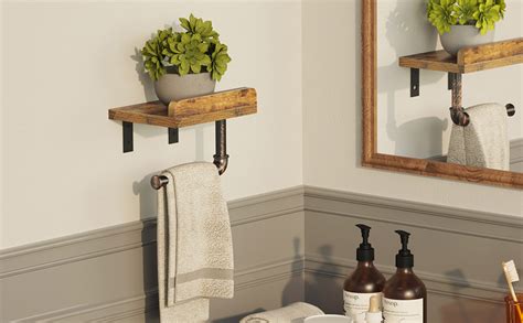 Rolanstar Toilet Paper Holder With Wood Shelf Wall Mounted