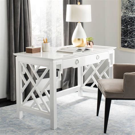 It's of white finished wooden materials. Elegant Fashion | White desk bedroom, Home office ...