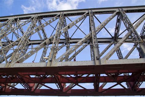 Fragment Of A Metal Railway Bridgeside View Stock Image Image Of