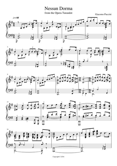 Fernando varela — nessun dorma 03:21. Nessun Dorma sheet music for Piano download free in PDF or MIDI