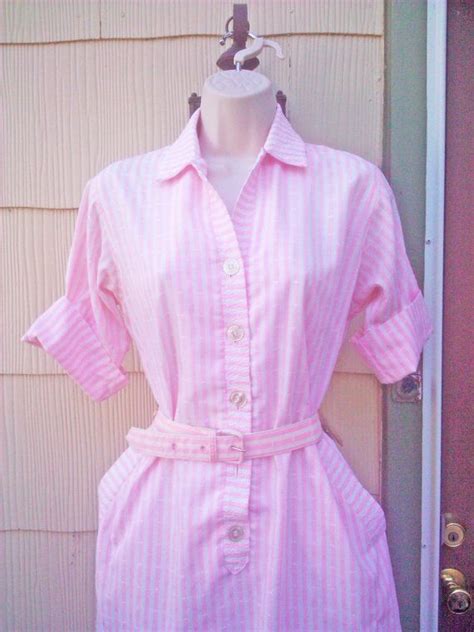 vintage 1960s pink striped shift dress shirtwaist mad men etsy shift dress striped shift