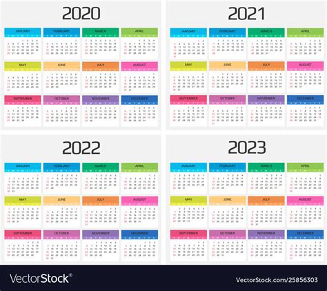 Plantilla De Calendario Simple Para 2020 2021 2022 2023 2024 2025