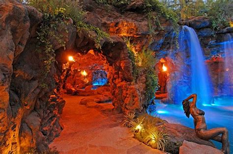 Naturalistic Pools With Grotto Tropical Swimming Pool And Hot Tub