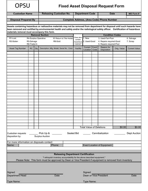 Opsu Fixed Asset Disposal Request Pdf Form Formspal