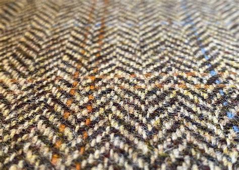 Harris Tweed Herringbone Moss Fabric L002h Ehmo Wood Bros