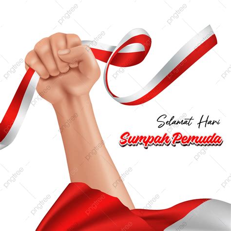 Hari Sumpah Pemuda Indonesia Flag In Hand Vector Hari Sumpah Pemuda