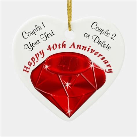 You can even make use of our range if you're on the look out for a gift for your parents, too. Personalized Ornament Ruby 40th Anniversary Gifts | Zazzle